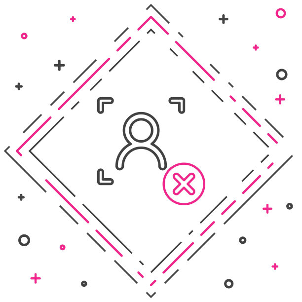 线拒绝人脸识别图标孤立的白色背景。人脸识别扫描仪图标。面部id。网络安全的概念。色彩斑斓的轮廓的概念。向量图片下载