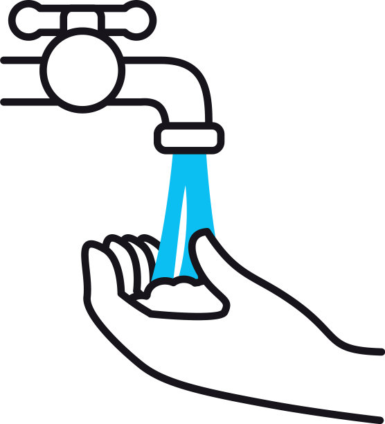 水龙头和手的图标半颜色半线条风格图片下载