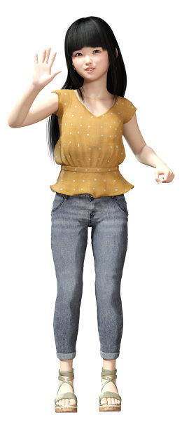 3D插图亚洲女孩在白色图片下载