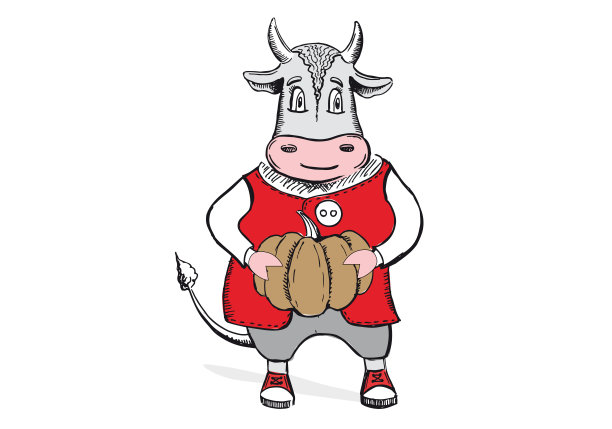 2021年的牛市。新年插图。手绘向量。图片下载