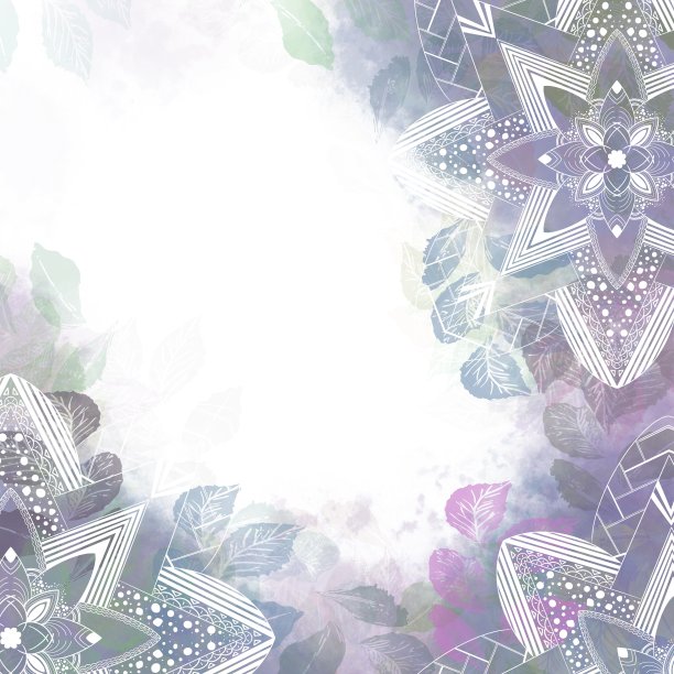 白色的曼荼罗，紫色的叶子图片下载