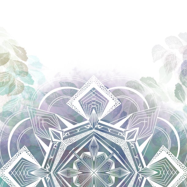 白色的曼荼罗叶子和紫色的背景图片下载