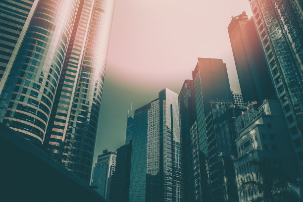 现代香港建筑，形象复古风格图片下载