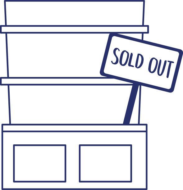 孤立的购物货架与售罄的横幅图片下载