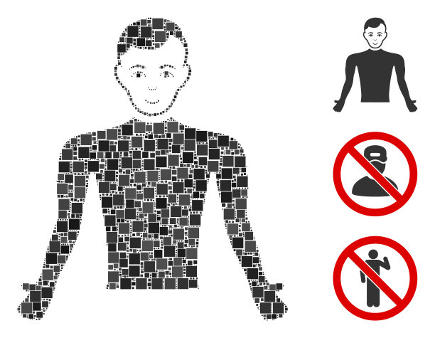 正方形的人身体图标拼贴图片下载