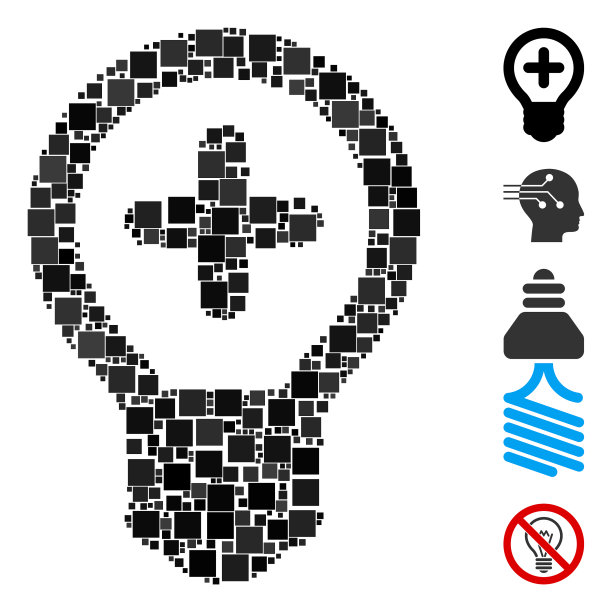 方形医疗灯泡图标马赛克图片下载