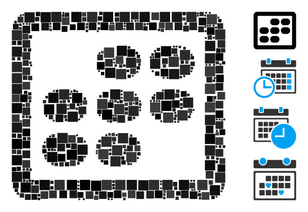 方形周日历图标马赛克图片下载