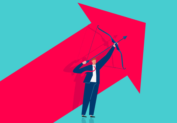 商人拉弓瞄准目标，商业概念插图图片下载