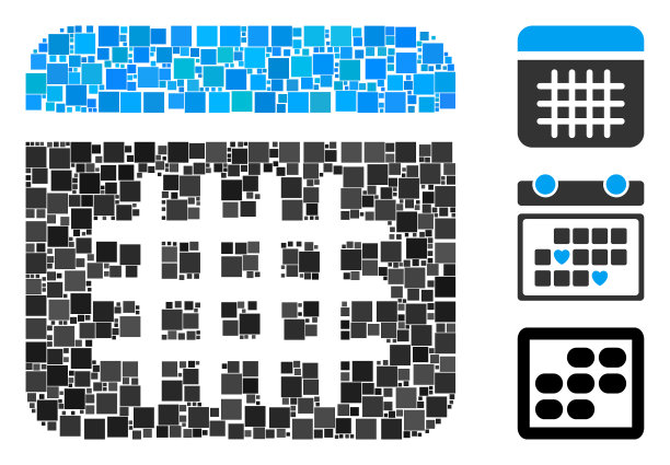 方形日历图标拼贴图片下载