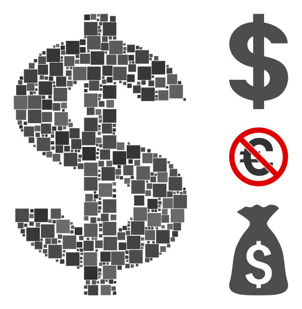 方块美元符号图标马赛克图片下载