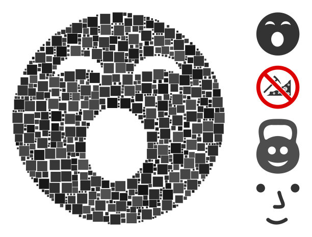 方形沉睡的笑脸图标马赛克图片下载