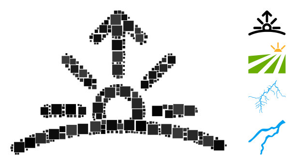 广场日出图标拼贴图片下载