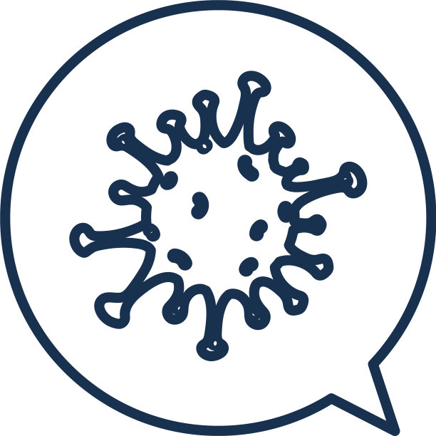 语音气泡与冠状病毒线条风格图标图片下载