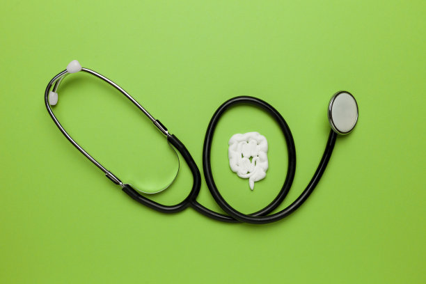 肠道的治疗和预防。微生物区系和益生菌。卡通的概念图片下载