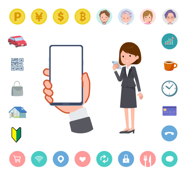 扁平型的商业女性看看手机图片下载