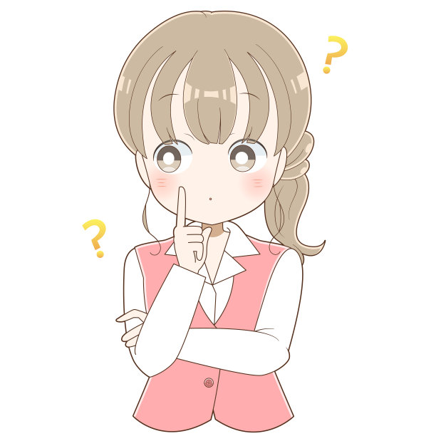 一名女员工举起食指，举着一个问号图片下载