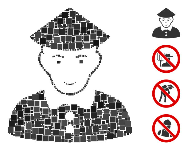 广场中国农民图标拼贴图片下载