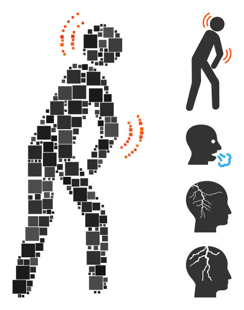 方形帕金森病图标拼贴图片下载