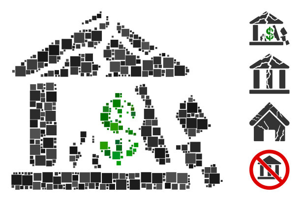 方形破碎银行图标马赛克图片下载