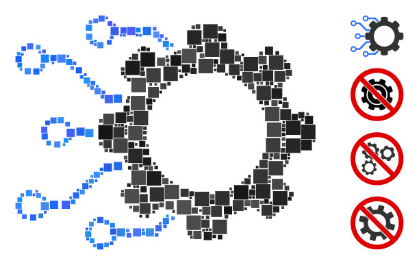 方形数字齿轮图标拼贴图片下载