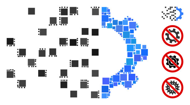 方形齿轮合成图标马赛克图片下载