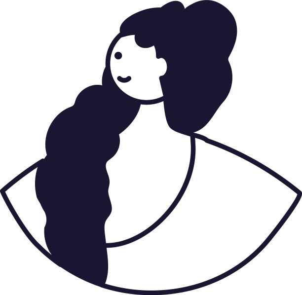半身女性肖像线风格图标图片下载
