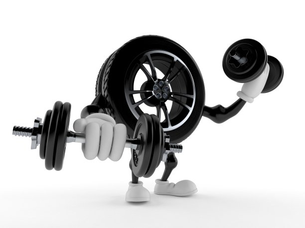 汽车车轮性格与哑铃图片下载