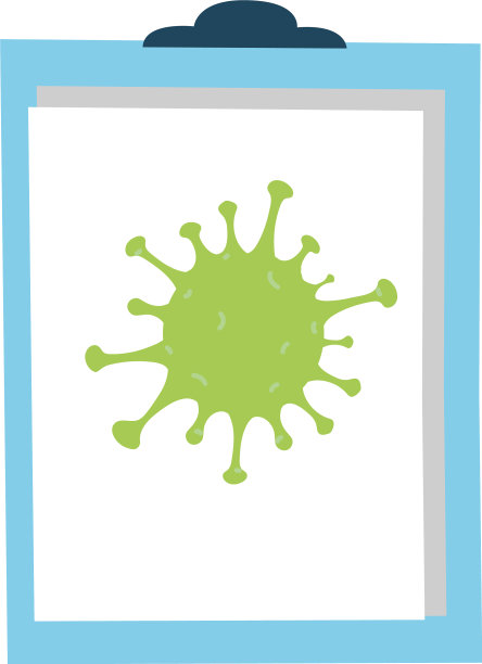 白色背景上带有冠状病毒的剪贴板图片下载