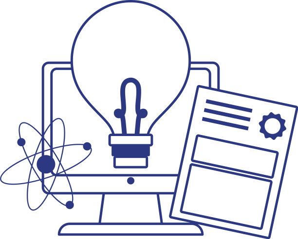 孤立的计算机原子灯泡和文凭图片下载