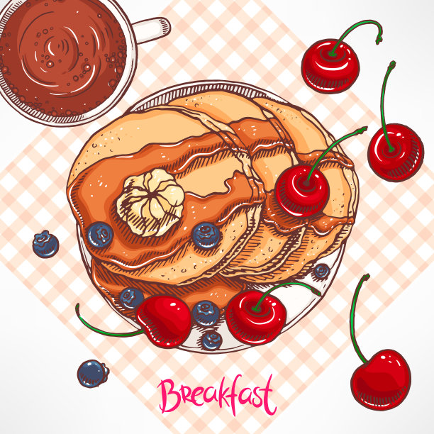 早餐煎饼配枫糖浆图片下载