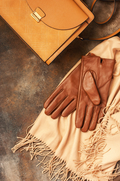 秋天的背景与温暖的配件。俯视图图片下载