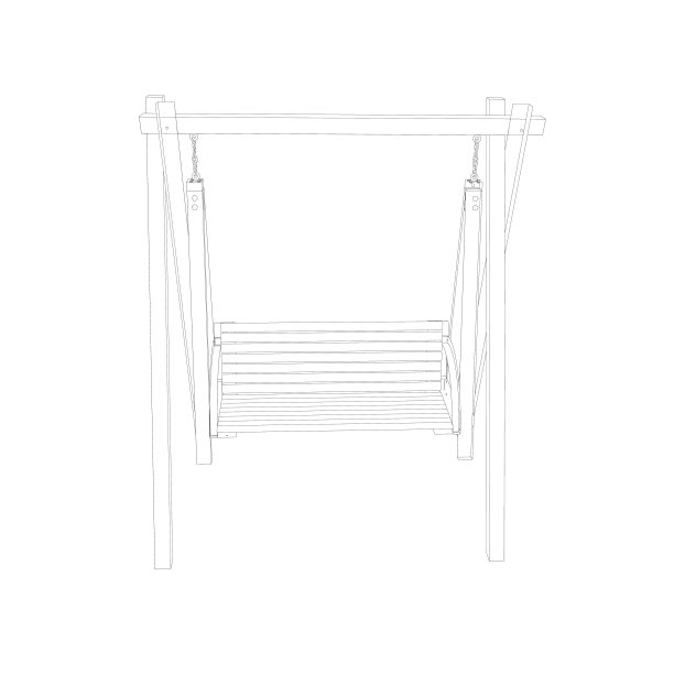 一个木制秋千的轮廓从黑色的线孤立在白色的背景。前视图。3 d。矢量图图片下载
