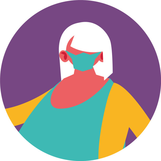 白色背景上戴医用口罩的妇女图片下载