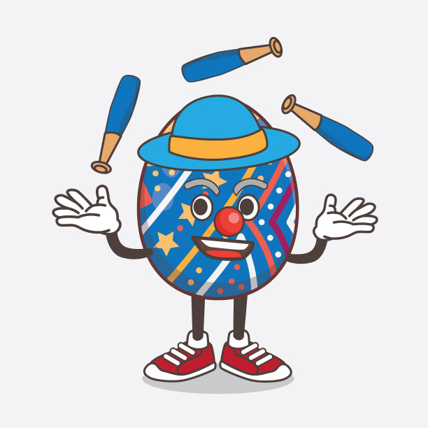 复活节彩蛋卡通吉祥物人物玩杂耍图片下载