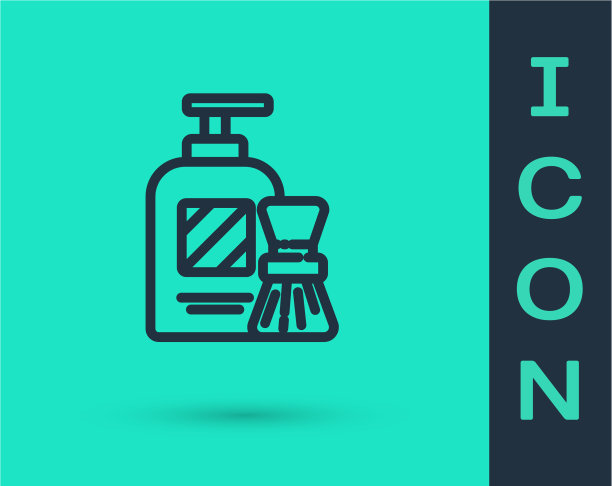 黑色线条剃须凝胶泡沫和刷子图标图片下载