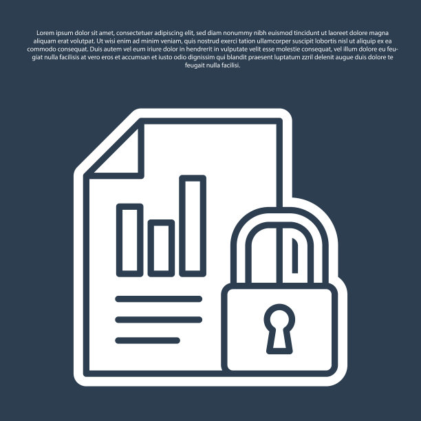 蓝色线文档和锁定图标隔离在蓝色图片下载