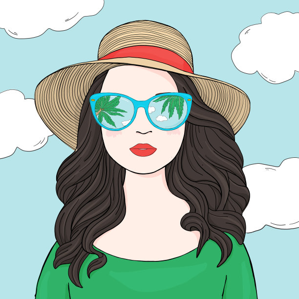 描绘一个时尚的女人长着黑色图片下载