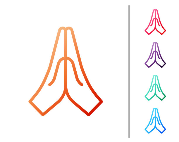 双手在祈祷位置用红线隔开图标图片下载