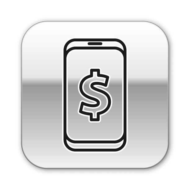 黑色线智能手机与美元符号图标图片下载
