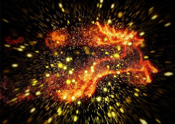 发光的抽象驯鹿的3D插图图片下载