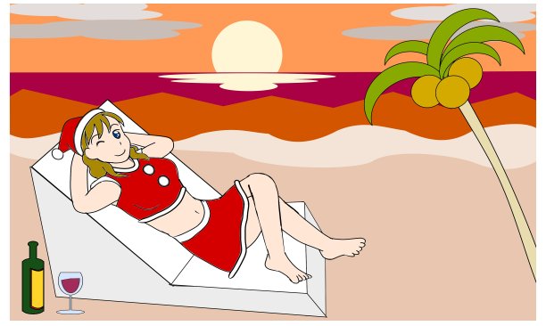 圣诞女孩日落海滩图片下载