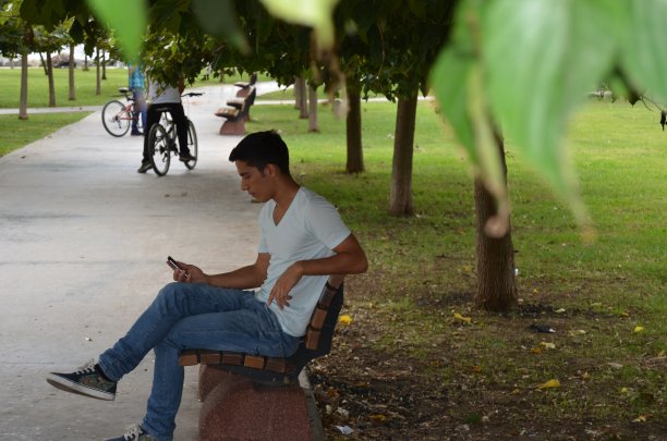 那些男人正坐在公园里图片下载