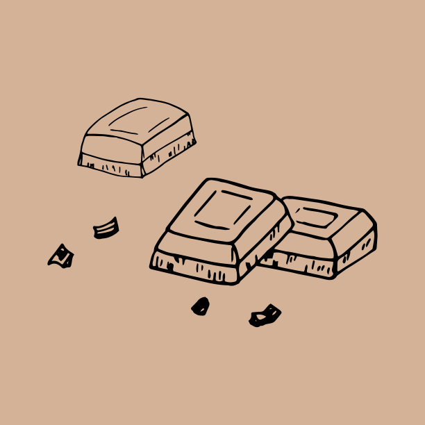 巧克力块手绘矢量涂鸦。概念图标logo组成元素为设计标签、菜单、贴纸。食品、糖果图片下载