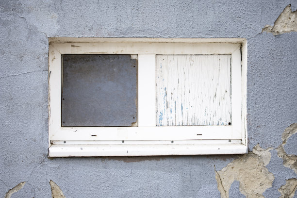 旧墙上的脏窗户图片下载