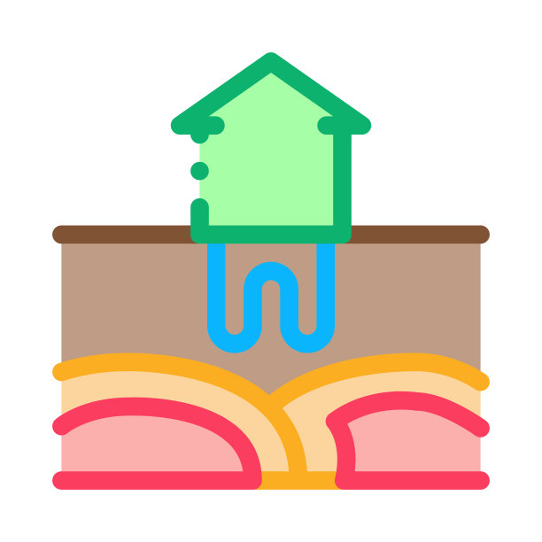 房屋地暖能源图标矢量大纲插图图片下载