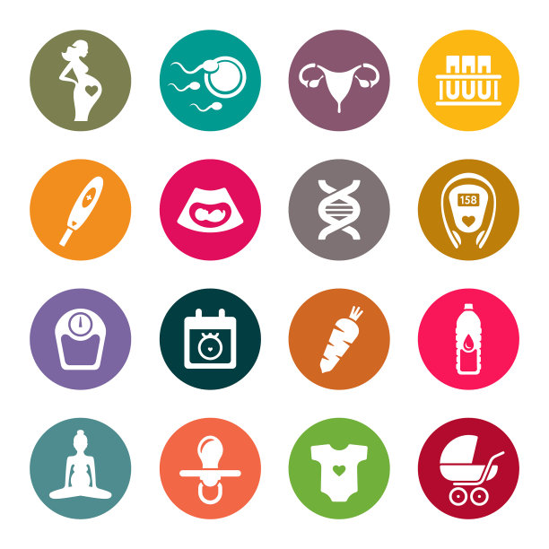 孕期彩色矢量图标图片下载