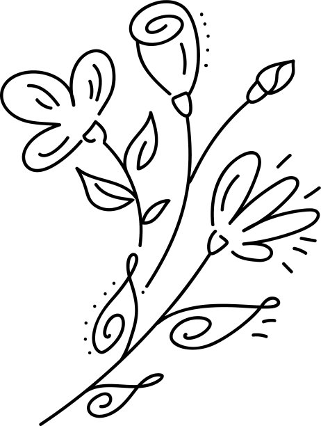 花束中手绘的花卉元素图片下载