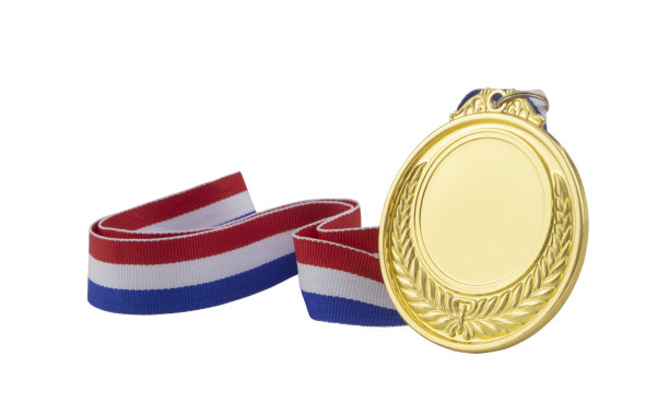 金牌与丝带隔离图片下载