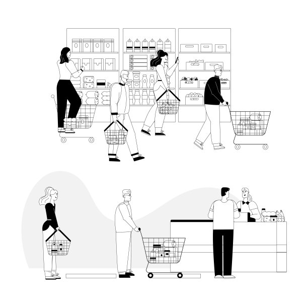 顾客在超市挑选商品，付款购买图片下载