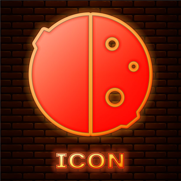 发光的霓虹灯日食太阳图标孤立图片下载